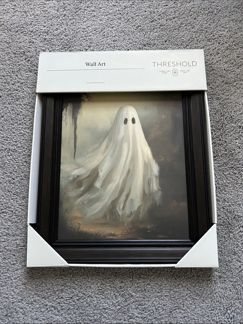 Threshold White Ghost Wall Art with Black Frame